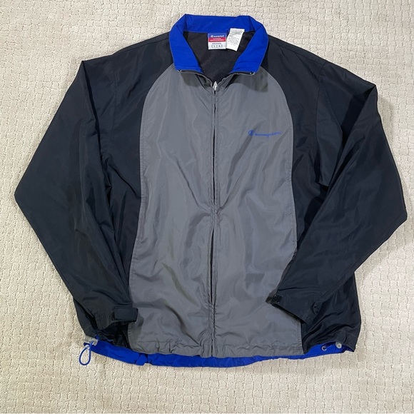 Champion Men’s Black Grey And Blue Windbreaker Size Lg - Picture 1 of 9